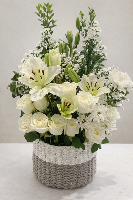 Elegant White Serenity Basket