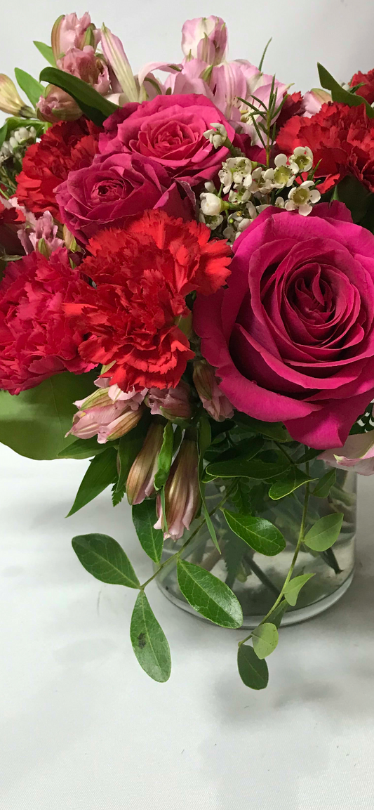 Pink roses and carnations